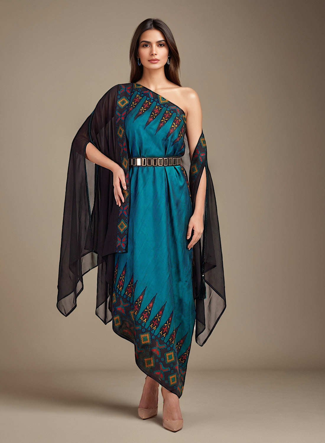 ankara blu cape set