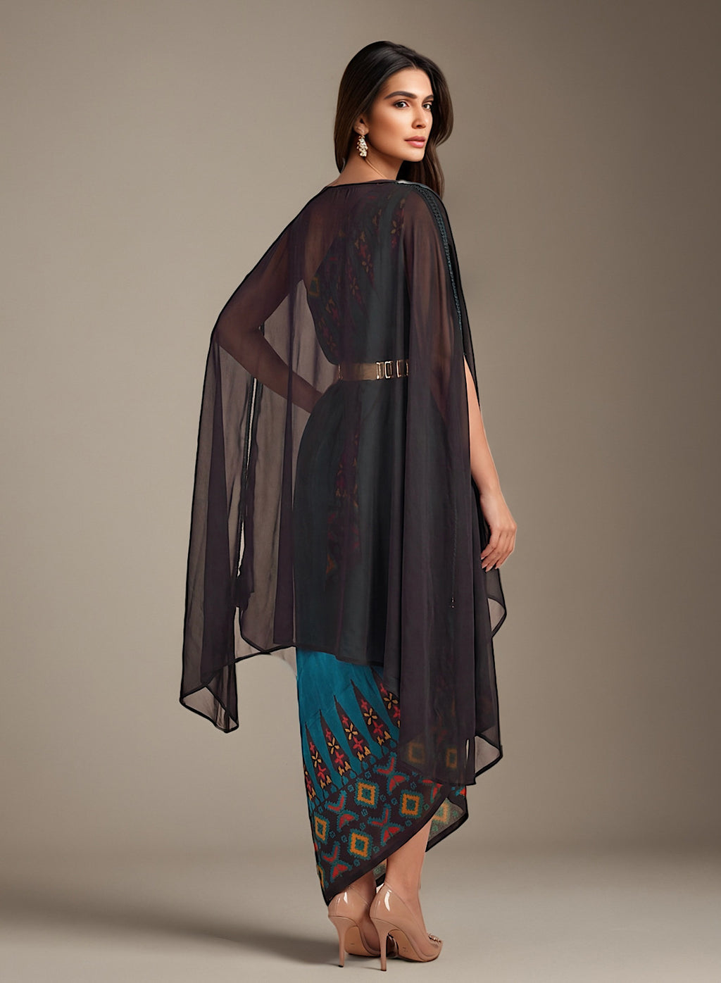 ankara blu cape set
