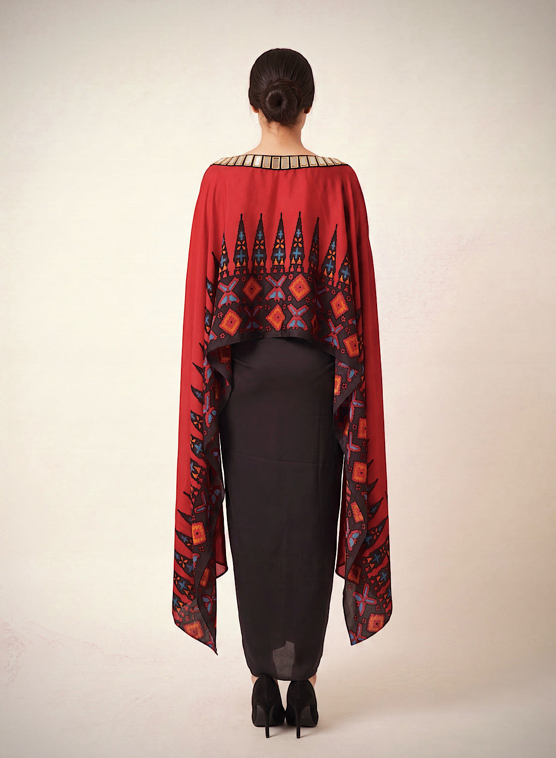 Ankara red drape skirt set