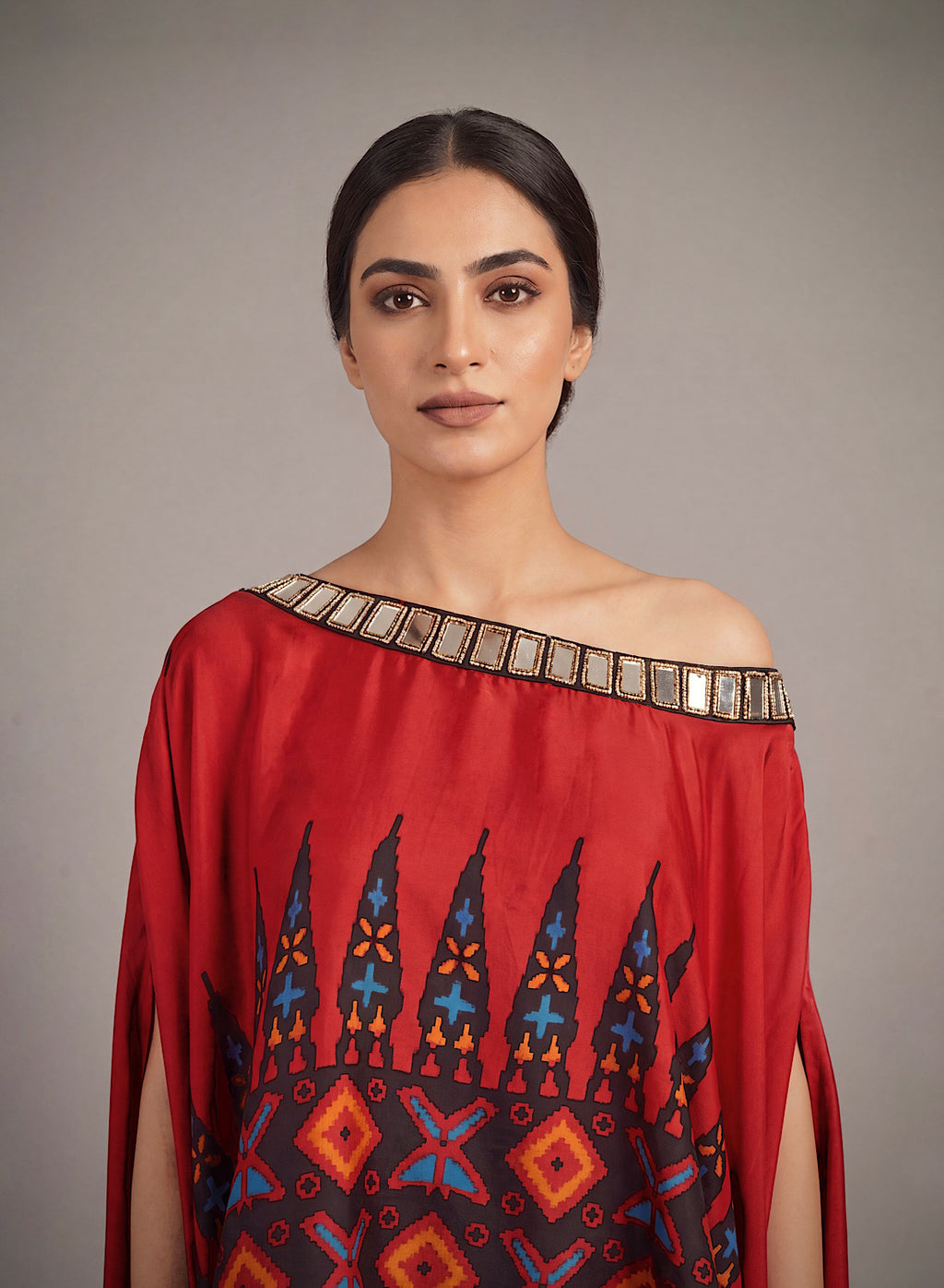 Ankara red drape skirt set