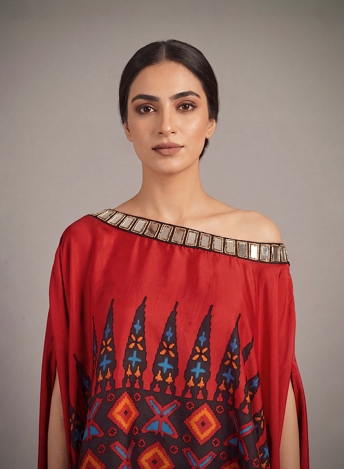Ankara red drape skirt set