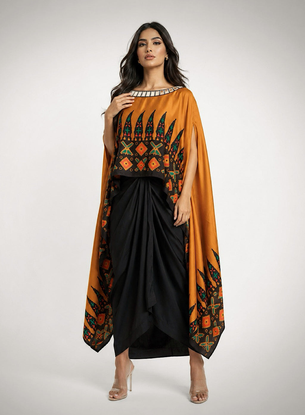 Ankara gold drape skirt set
