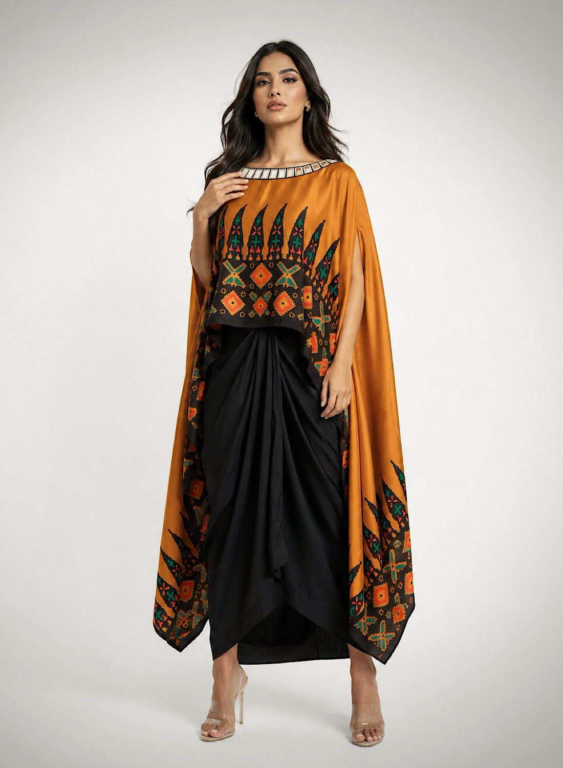 Ankara gold drape skirt set