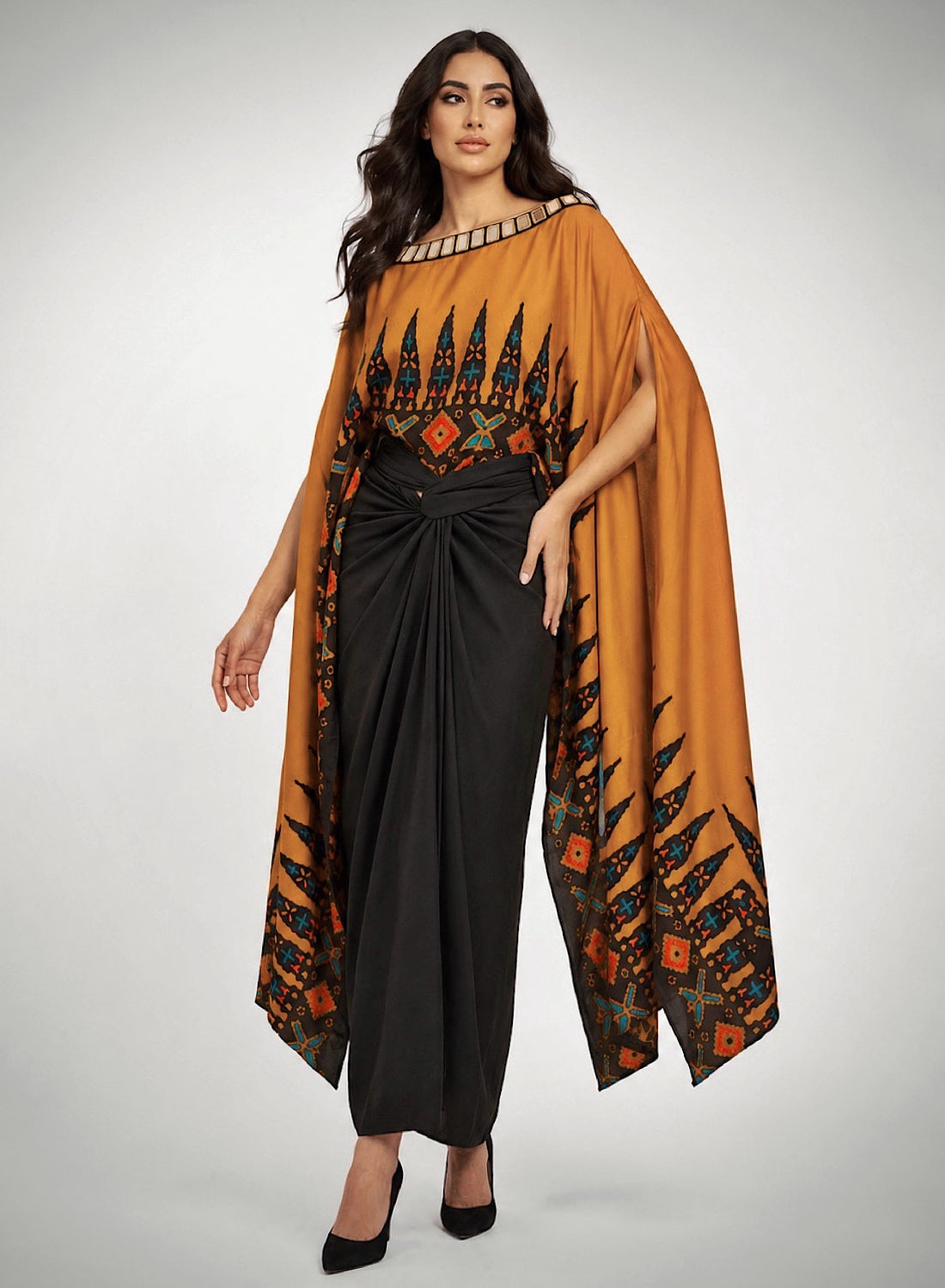 Ankara gold drape skirt set