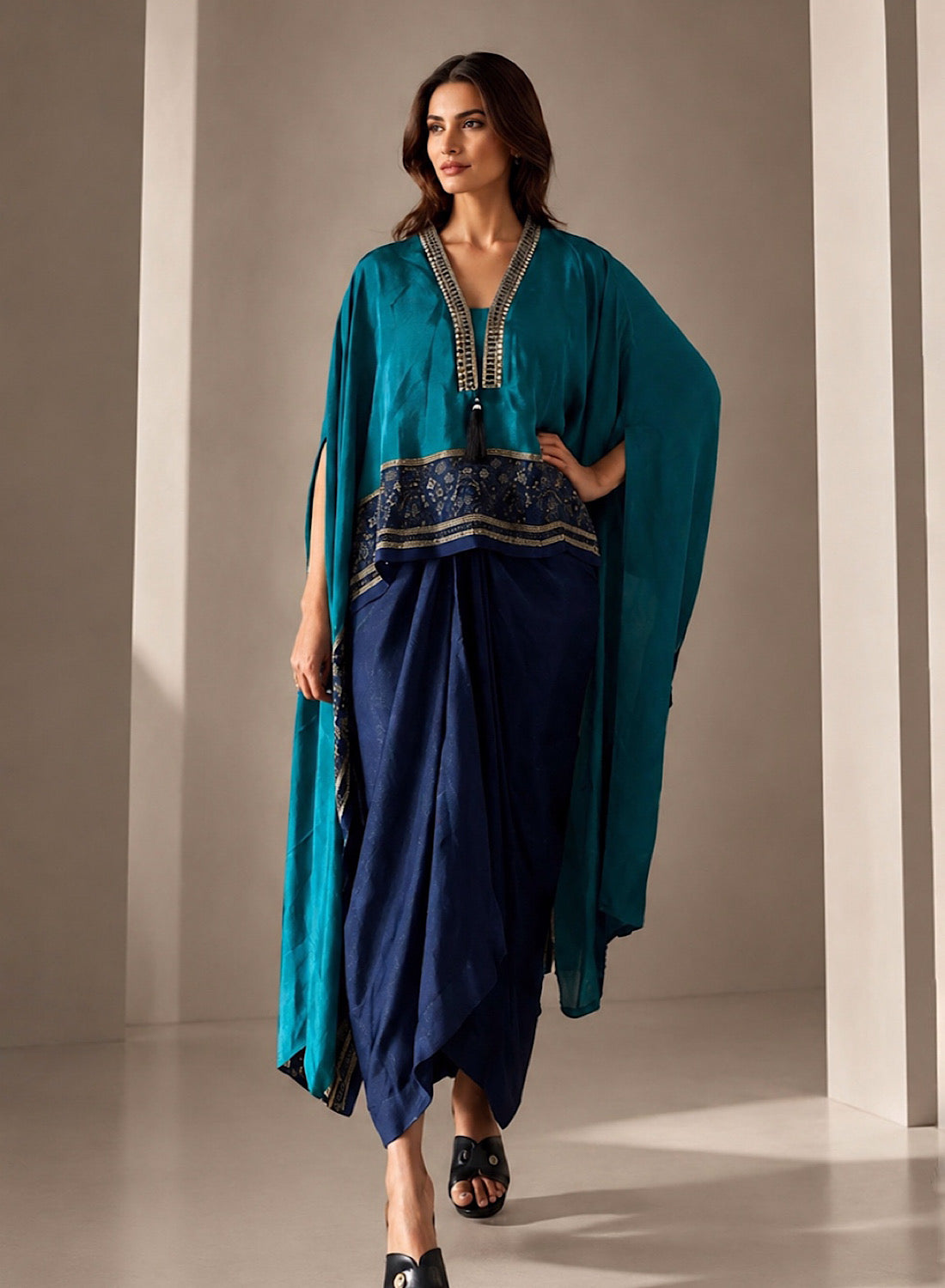 Turq Draping skirt set