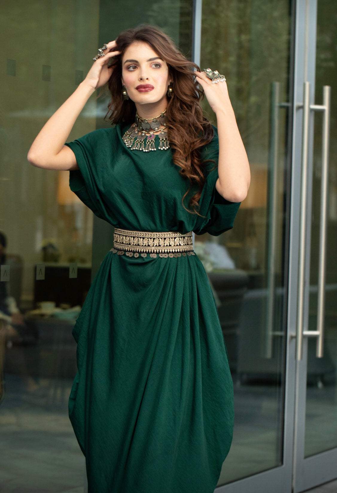 EMERALD DRAPE GOWN