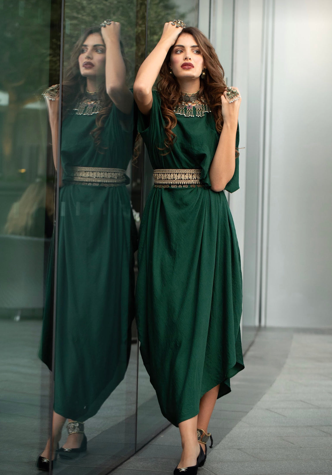 EMERALD DRAPE GOWN